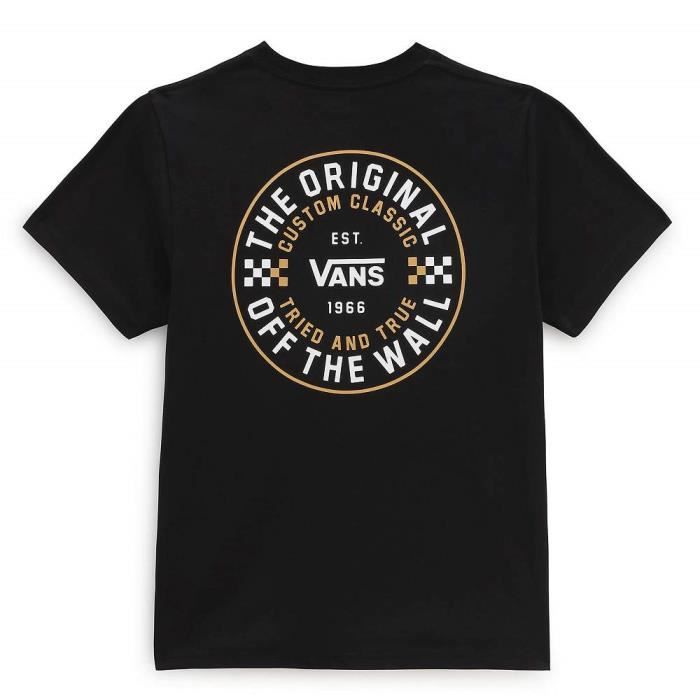 T shirt Enfant VANS Custom Classic Noir 100 coton Manches courtes Col arrondi Noir Cdiscount Pret a Porter