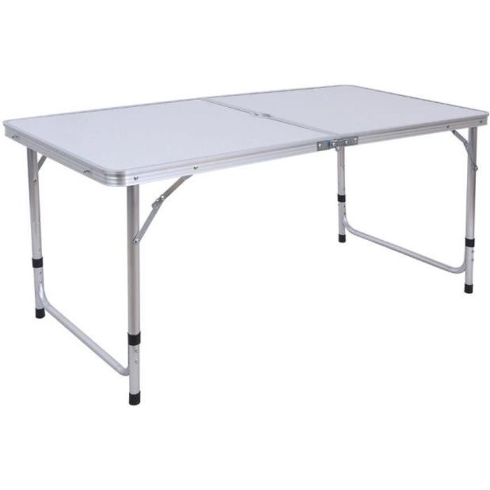 Table de camping pliable en aluminium 50 x 30 x 20 cm Table de camping portable petite pliable multifonction jardin/plage Blanc