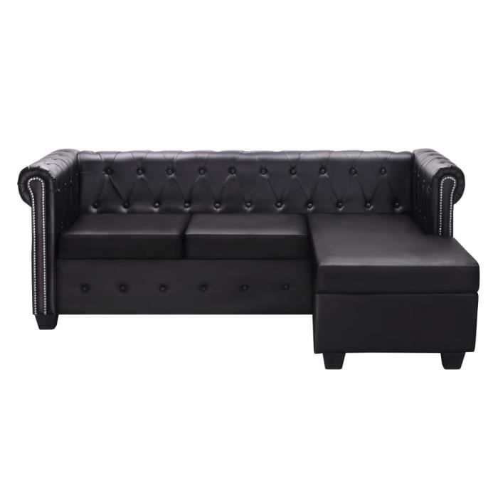 omabeta canapés - canapé chesterfield en forme de l cuir synthétique noir - meubles haut de gamme - m20756