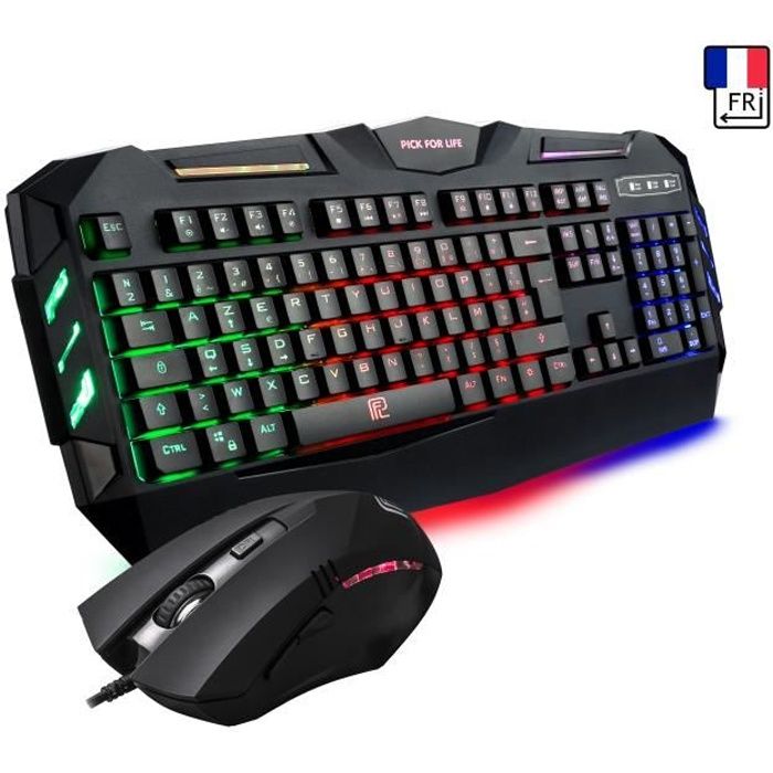 Clavier Gamer AZERTY - Haute Performance - Semi-Mécanique - Éclairé  Chromatique RGB + 3200DPI Souris gamer + Souris tapis - Cdiscount  Informatique