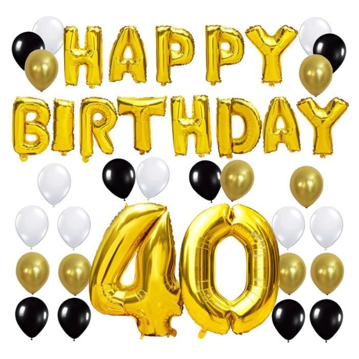 39pcs 40 Ans Joyeux Anniversaire Ballons Decoratifs Set Latex Film Aluminium Numeriques Pour La Decorative Balloon Balloon Pump Cdiscount Maison