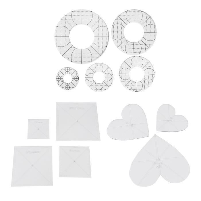 Règle De Matelassage Acrylique - 15 X 15 Cm - Angles 30°/45°/60°/90° - Antidérapante