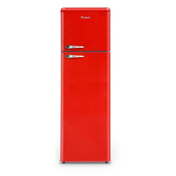 RADIOLA - RARDP260RV - Réfrigérateur 2 portes Vintage - 258 L (206+52) - Froid statique - Clayettes verres - Rouge