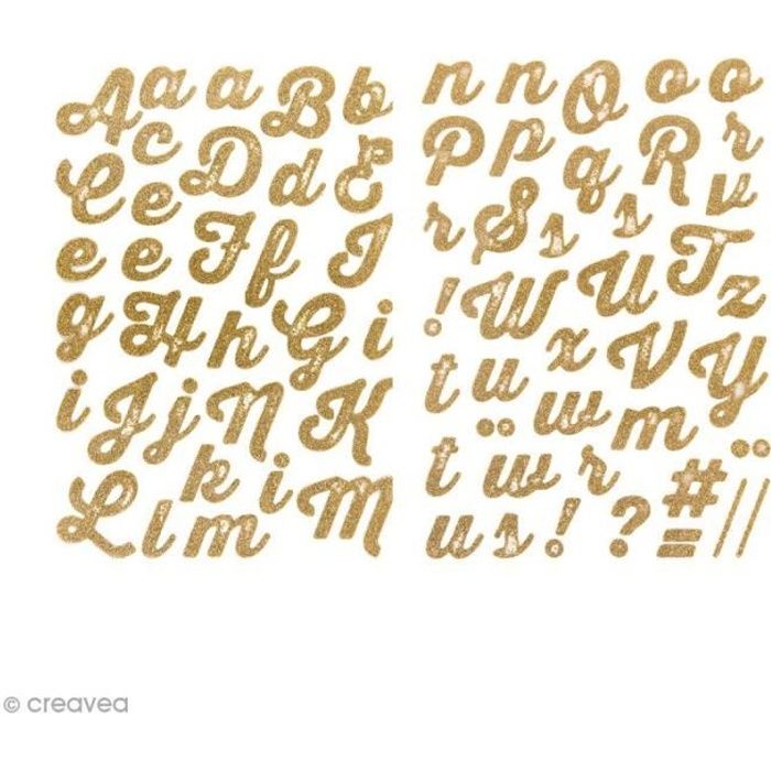 Ecussons thermocollants Alphabet jaune doré pailleté - De 1,5 ...