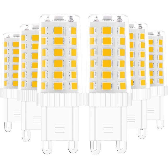 Lot De 6 Ampoules LED G9 7W (équivalent 60W) - Blanc Chaud 3000K, 600 Lumens - Base Céramique, Angle 360° - Pour Lustres, Appliques