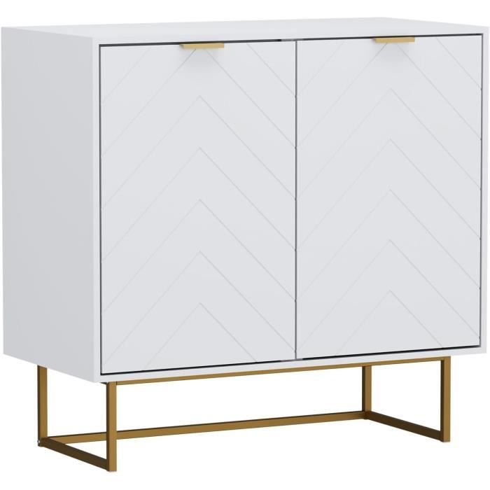 Buffet Bas KOMFOTTEU Avec Portes Coulissantes - 107x33x63cm | Rangement Cuisine Et Salon