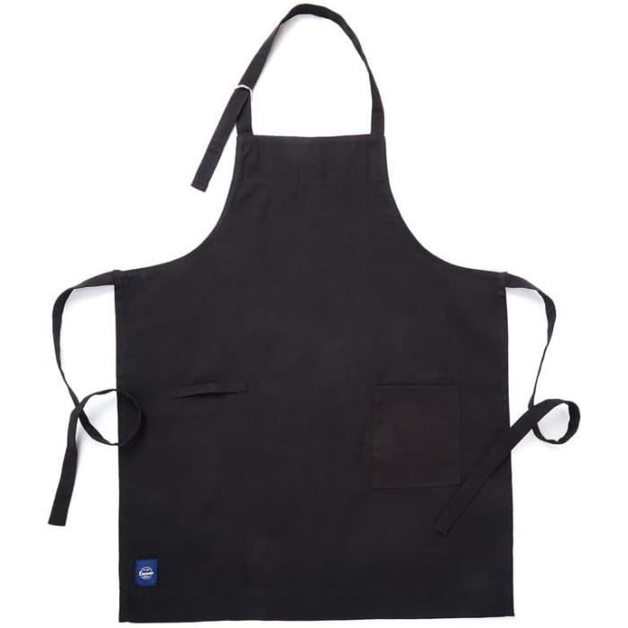Tablier De Cuisine Réglable Avec Poches – Mélange Polyester/coton – Pour Homme Et Femme – Noir, Pratique Et Lavable