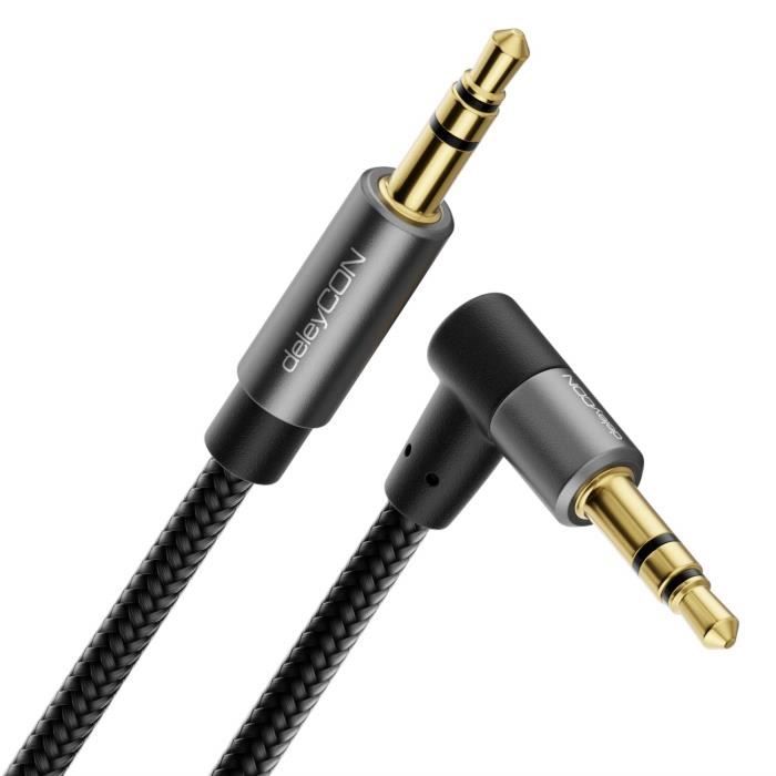 Câble Audio AUX 3,5 Mm Jack Droit-angled - Extension Stéréo Pour Voiture Et Téléphone