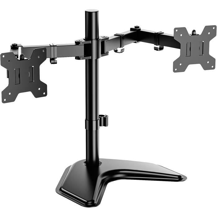 WALI Support Mural Double Écran 17-38 Pouces - Bras Articulé Ultra Large, Pivotant Inclinable, VESA 75x75/100x100, Noir (012ARM-38)