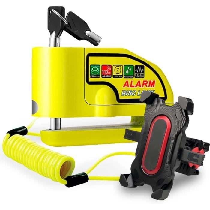 Antivol Moto Avec Alarme 110 DB - Bloque Disque étanche, Câble De Rappel 1,1 M