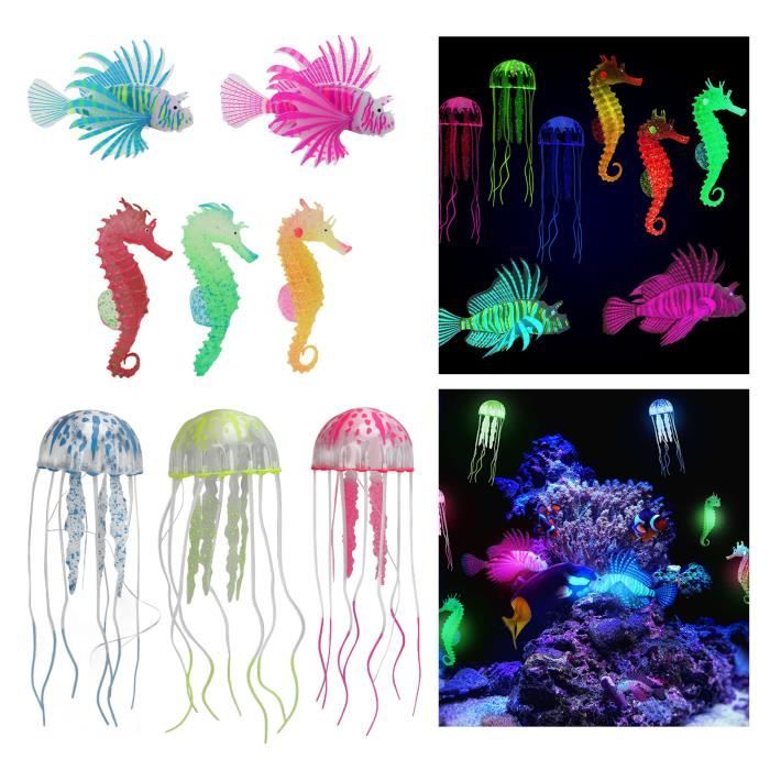 surenhap décoration lumineuse d'aquarium décoration d'aquarium lumineuse 8 pièces hippocampe flottant animalerie artificielle