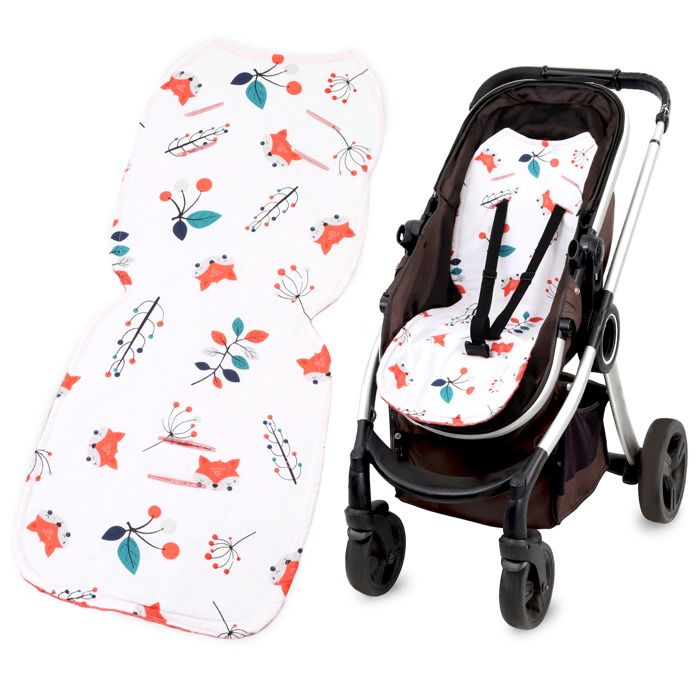 Coussin de siege de poussette 75 x 35 cm coussin pour Reducteur siege auto pour de enfant Minky Renard en terre cuite