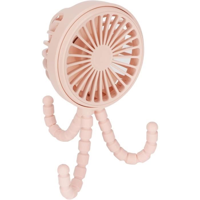 Mini Ventilateur Portable Avec Lumière LED JNJOOD - Rotation 360°, Clip En Fleur, 3 Vitesses, Rechargeable USB - Pour Bureau, Poussette, Voyage