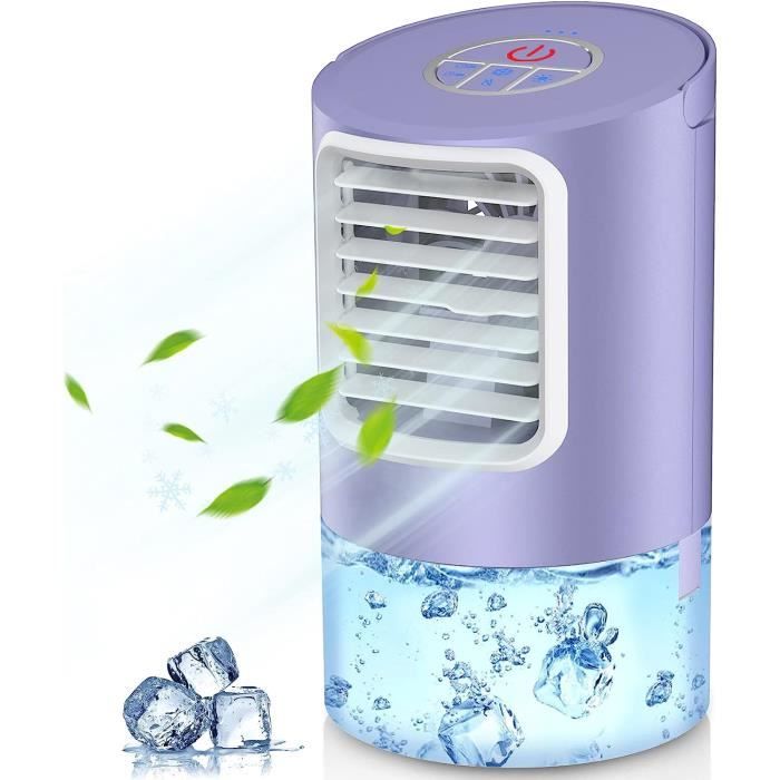 Mini Climatiseur Portable USB – Ventilateur Rafraîchissant 3 Vitesses, Humidificateur Personnel, Silencieux, Rechargeable, Idéal Chambre & Bureau (Jaune)