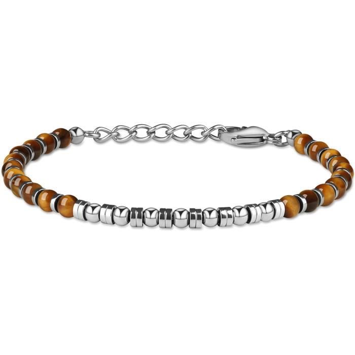 BRACELET PERLE HOMME GUESS LION KING ACIER DORÉ