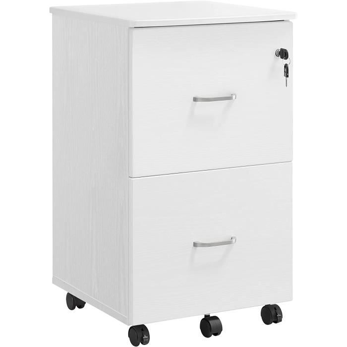 Caisson de Bureau Mobile - VASAGLE - Blanc - 2 Tiroirs - Serrure Caisson de Bureau Mobile - VASAGLE - Blanc - 2 Tiroirs - Serrure