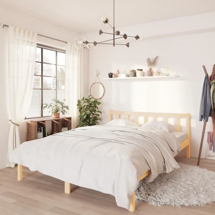 Cadre de lit adulte en bois de pin massif 160x200 cm - VIDAXL - NEUF MODE - Structure dintérieur excellente