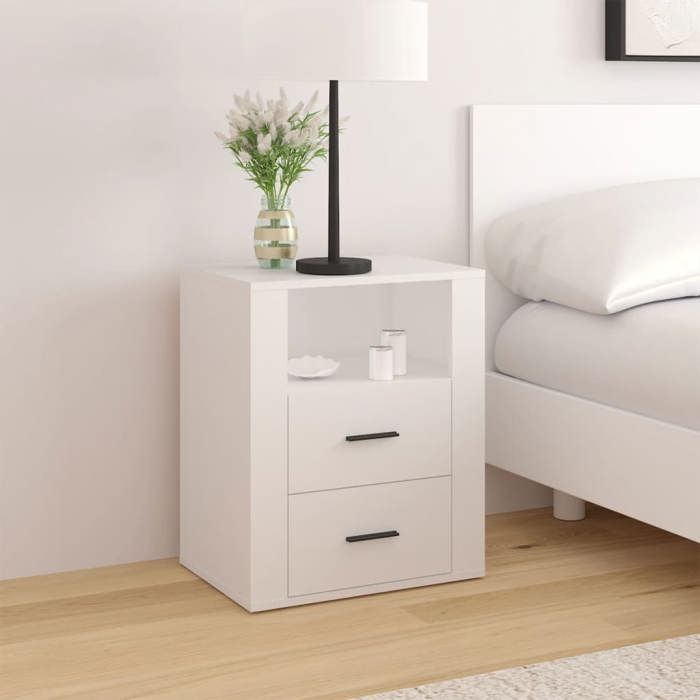 vidaXL Table de chevet Blanc 50x36x60 cm Bois dingénierie 816728