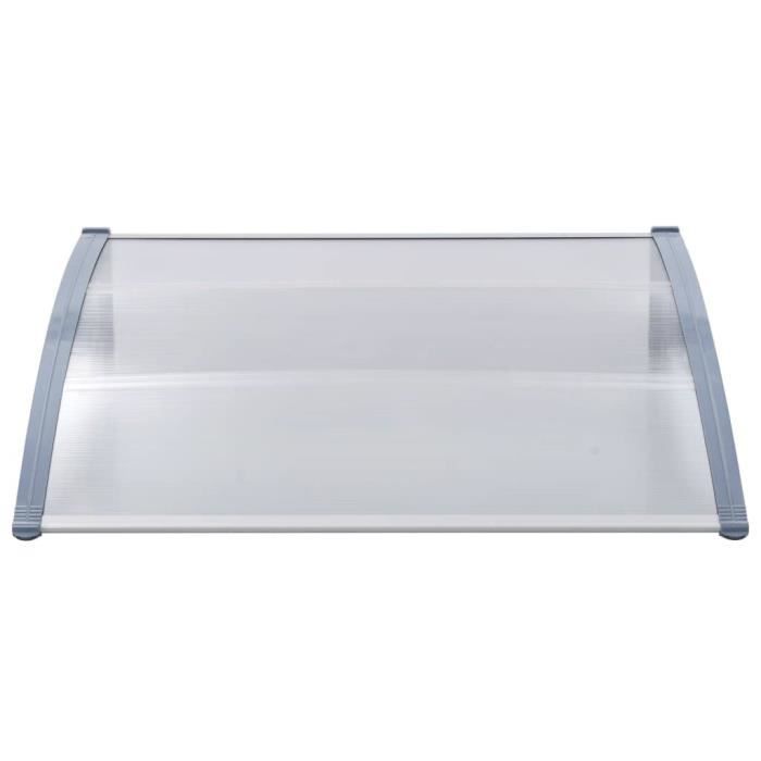 Auvent De Porte Extérieur Gris 120 X 100 Cm - Polycarbonate 5 Mm + ABS + Aluminium - Protection Pluie Neige