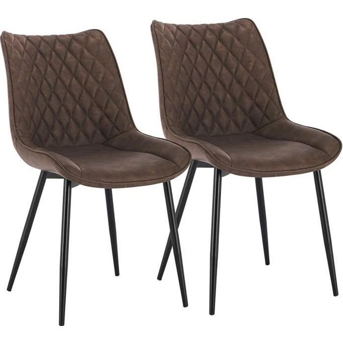 WOLTU 2 X Chaises de salle à manger Chaises de Cusine Siège rembourré en Similicuir pieds en métal Brun WOLTU 2 X Chaises de salle à manger Chaises de Cusine Siège rembourré en Similicuir pieds en métal Brun