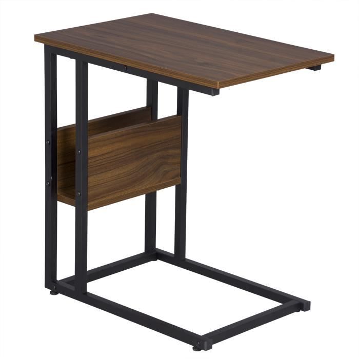 woltu table d'appoint table basse 55x36x59.5 cm bout de canapé salon chambre hêtre foncé