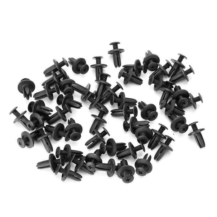 40 Clips Plastique Pour Garniture Pare-chocs/porte Voiture - Noir, Universel - Fixation Panneau Bas De Caisse
