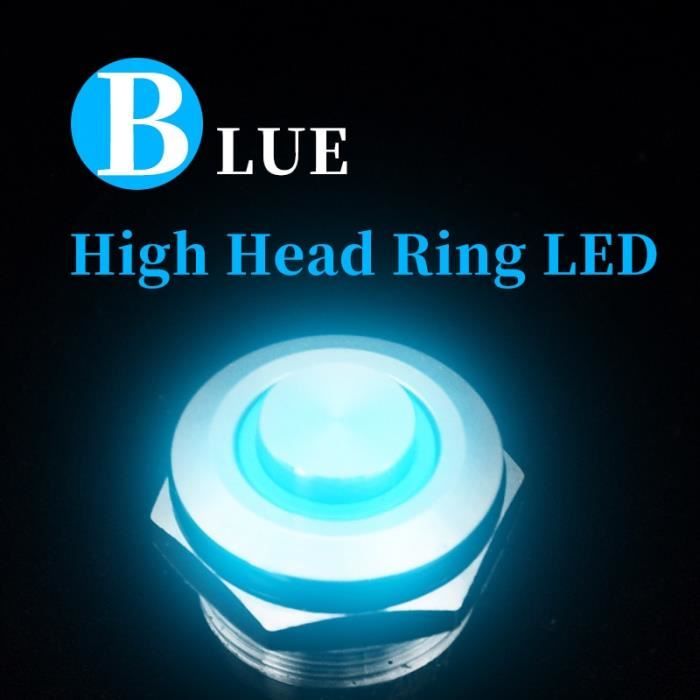 Verrouillage Métal Bouton Poussoir Interrupteur 12mm 1NO LED Lumière Bleu 12V