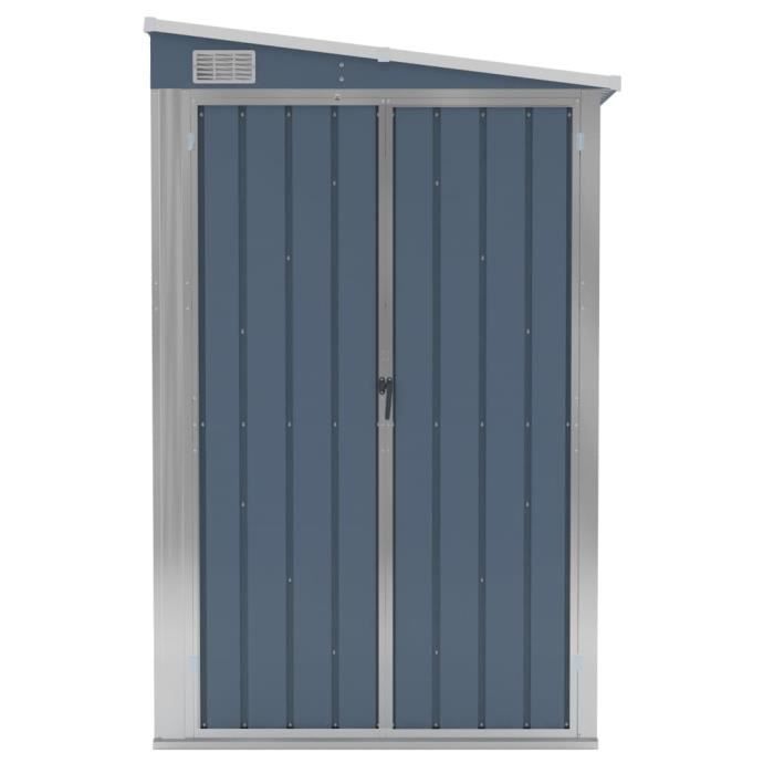 Abri de jardin mural - ZERODIS - HB042 - Acier galvanisé - Gris - 118x100x178 cm