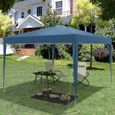 WOLTU Tonnelle de Jardin, Tente Pliante, Protection du Soleil UV 50+, Facile à Installer Hauteur Réglable 3x3m, Bleu-1