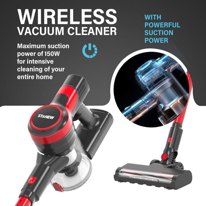 Aspirateur balai sans sac 2 en 1 gris sale et rouge homday