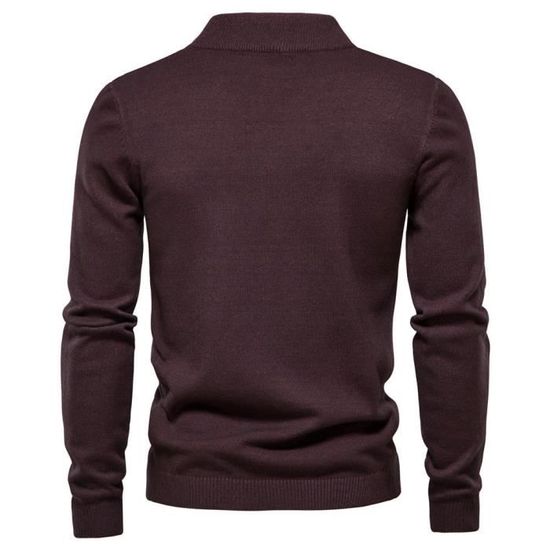 Pull Homme En Tricot Col Montant A Manches Longues Pullover Chandail Chaud Couleur Unie Automne Hiver Violet Cdiscount Pret a Porter