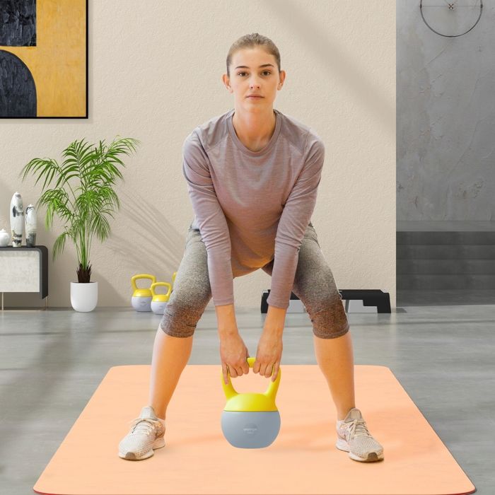 Kettlebell Movit Basic Grey - 1 à 20kg, Housse De Protection Sol, Testé Sans Substances Nocives