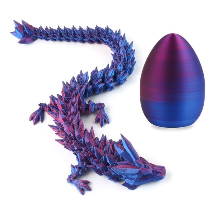 Dragon imprimé en 3d dans l'œuf, Dragon de cristal de Dragon articulé complet avec oeuf de Dragon, jouets de bureau de direction de décor de bureau à domicile | FR