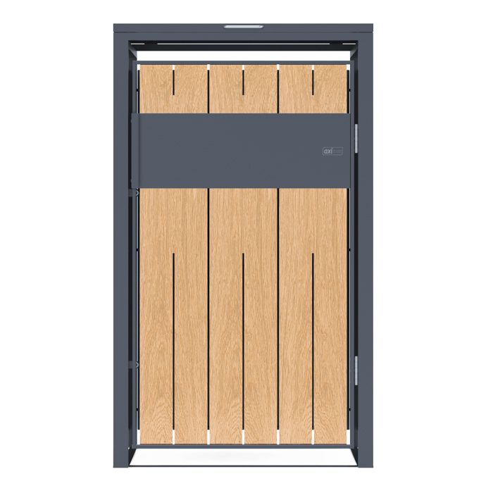 Cache-poubelle Extérieur AXI Luke En Métal Anthracite - Pour 3 Conteneurs Jusqu’à 240L, Design Bois Et Ventilation