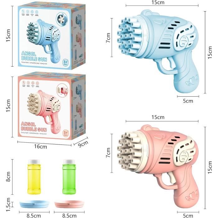 Machine à bulles bleue avec solution à bulles de 59 ml, pistolet à Machine à bulles bleue avec solution à bulles de 59 ml, pistolet à