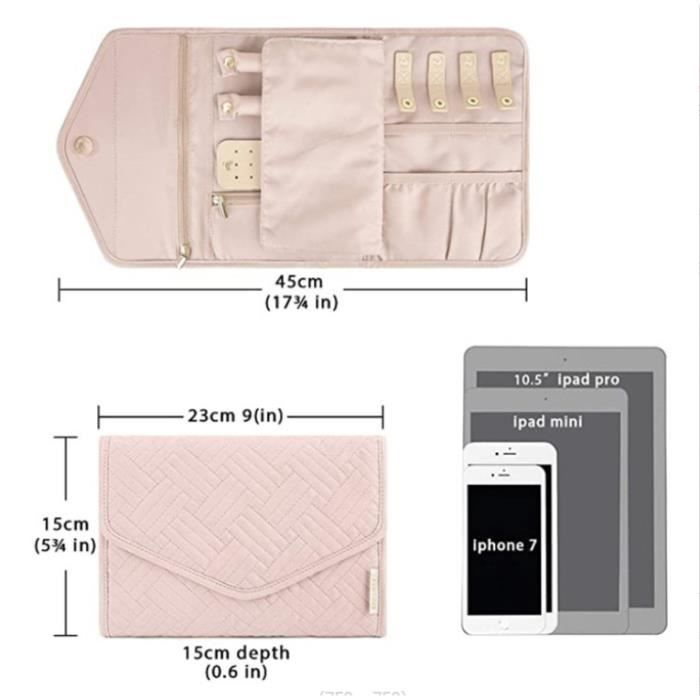 Pochette à Bijoux de Voyage, Mini Pochette à Bijoux Pliable avec