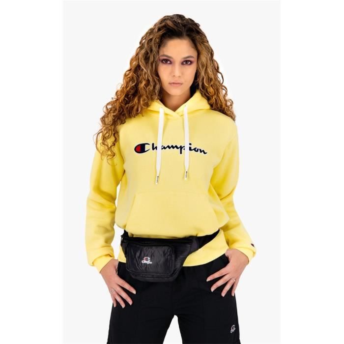 CHAMPION Blouson Wmns Organic Cotton Blend Script Logo Hoodie Jaune Femme Adulte Jaune Cdiscount Pret a Porter