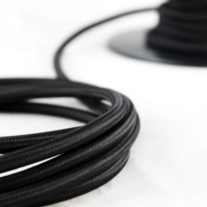 Cable Electrique Textile Noir,Fil Electrique Tissu De 10 Mètres,3 ...