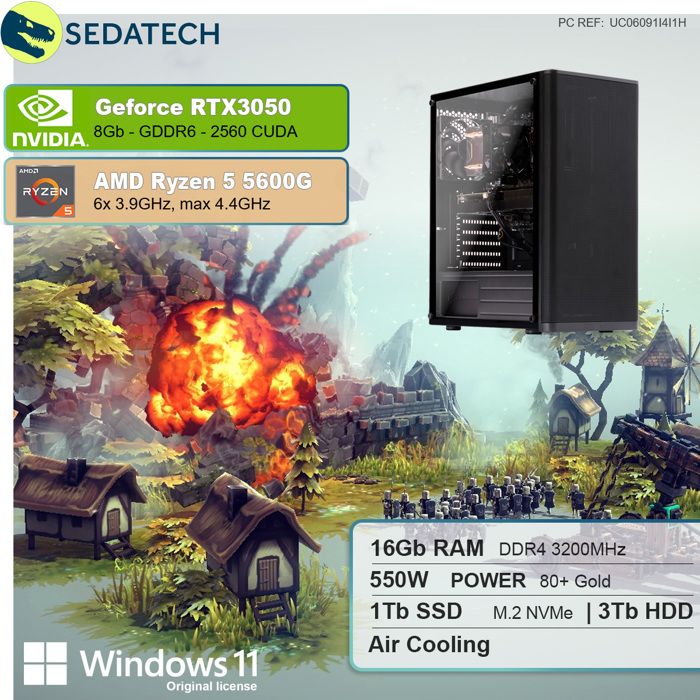 PC Gaming, AMD Ryzen 5, RX 570, 480Go SSD, 2To1