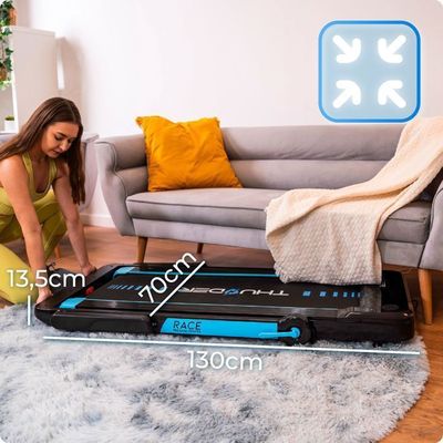Tapis de Course Pliable THUNDER® RACE-BLUE| Vitesse réglable 1-14km/h