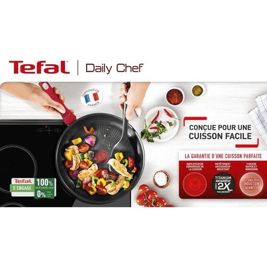 Tefal Daily Chef Poele a crepe 25 cm, Durable, Resistante, Facile a  nettoyer, Revetement antiadhesif, Thermo-Signal, Cuisine - Cdiscount Maison