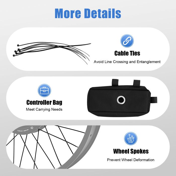 Kit de Conversion de vélo électrique, kit de Conversion de Roue Avant pour vélo électrique, Moteur de moyeu, kit de Conversion de Roue de vélo électrique, 36 V/500 W-26 Pouces