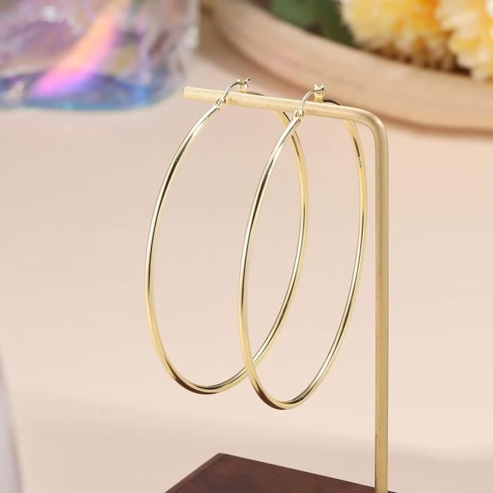 Mikovivi Lot De 3 Paires De Boucles D'oreilles Créoles Dorées, Clous à