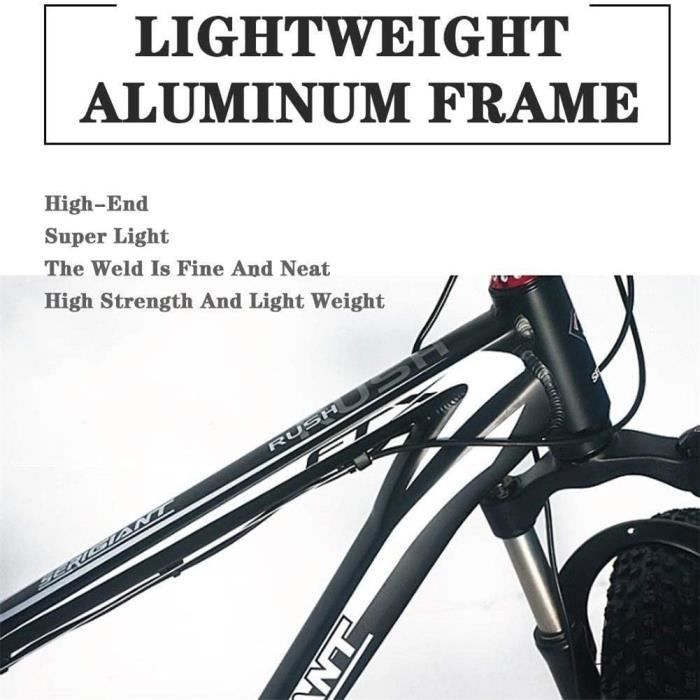 Fat Tire Vtt Homme Cadre Acier A Haute Teneur Carbone 27 Vitesses Suspension Complete Noir 30 Cdiscount Sport