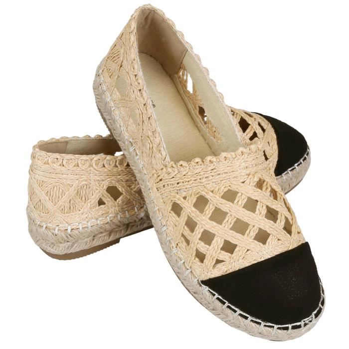 Espadrilles en paille VICES Femme Beige Chaussures legeres et confortables