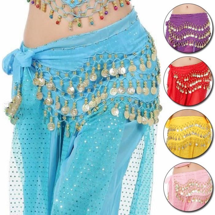 Ceinture De Danse Orientale - Foulard Ajustable Avec Paillettes Et Glands, 145cm, Pour Spectacles Et Fêtes (violet Clair)