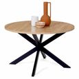 Table Basse Ronde 70 cm Plateau Bois Pied araignée Noir Salon Design Moderne Raffiné-3