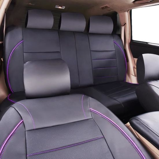 CAR PASS New Arrival Black and Black 6PC Car Passage Universel Cuir Housses de Si/ège Auto