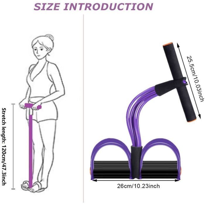 Corde élastique De Fitness 6 Tubes - Entraînement Abdominal, Rééducation, Yoga, étirement (poignées Mousse, Pédales Antidérapantes) - 10