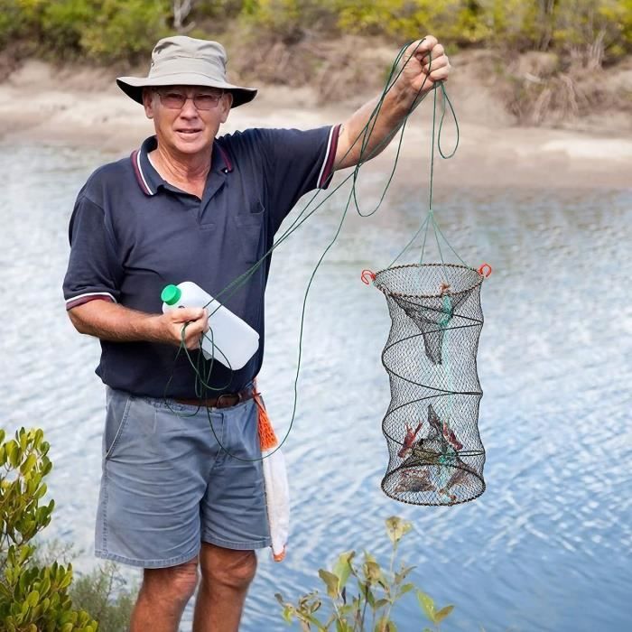 Fayvosiue Piège à Crabes Pliable Avec Cordon 36m - Filet Pêche Crevettes Crabes Poissons
